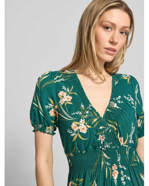 Apricot Maxi-Jurk Van Viscose Met V-Hals in het Green
