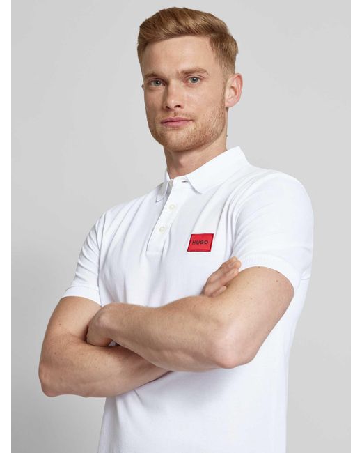 HUGO Regular Fit Poloshirt mit Label-Patch Modell 'Dereso' in White für Herren