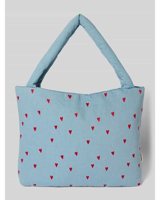 Studio Noos Blue Shopper mit Stitchings Modell 'Denim Hearts'
