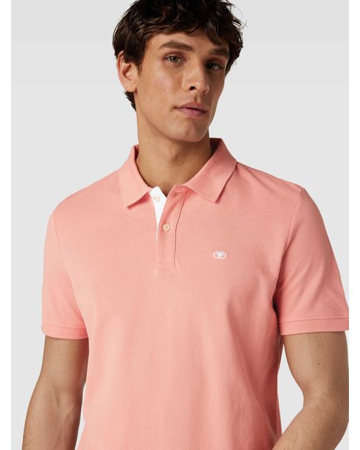 Tom Tailor Regular Fit Poloshirt Met Logostitching in het Pink voor heren