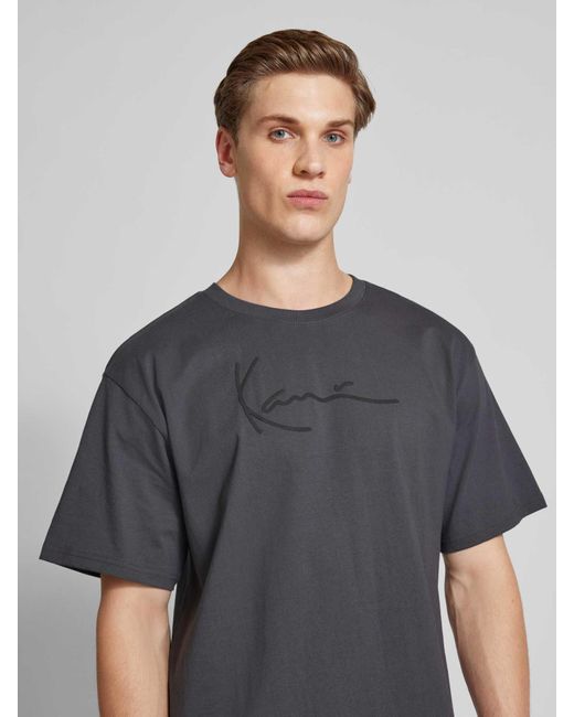 Karlkani T-Shirt mit Label-Print Modell 'Signature' in Gray für Herren