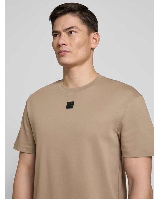 HUGO T-Shirt mit Label-Patch Modell 'Dalile' in Natural für Herren