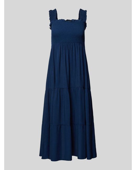 Apricot Blue Knielanges Kleid mit Smok-Details