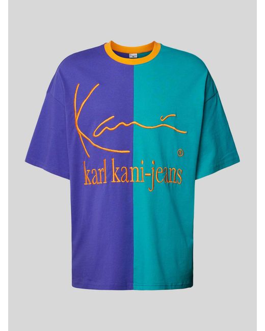 Karlkani Oversized T-shirt Met Labelstitching in het Blue voor heren