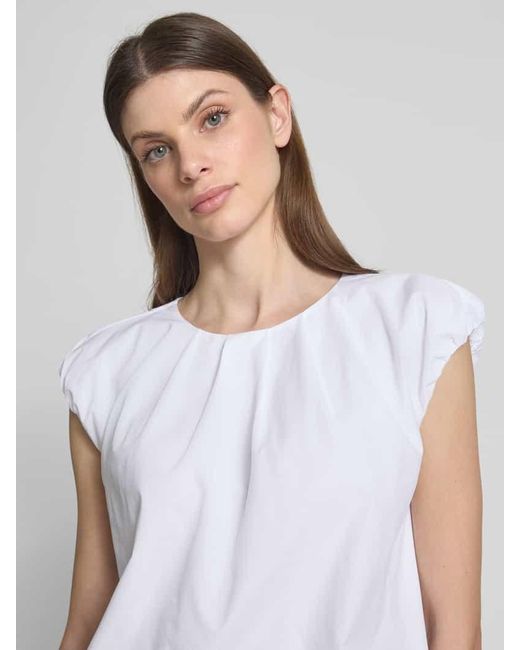 Zero White Regular Fit Kurzarmbluse mit Kappärmeln