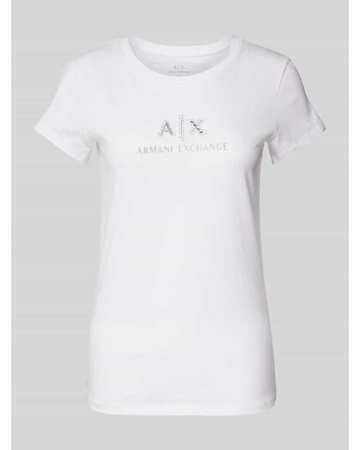 ARMANI EXCHANGE White T-Shirt mit Label-Print
