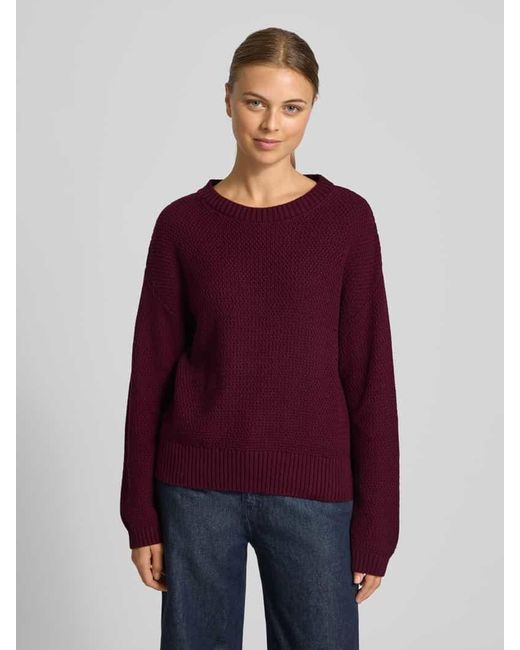 MORE&MORE Purple Relaxed Fit Pullover in Strick-Optik mit überzogenen Schultern