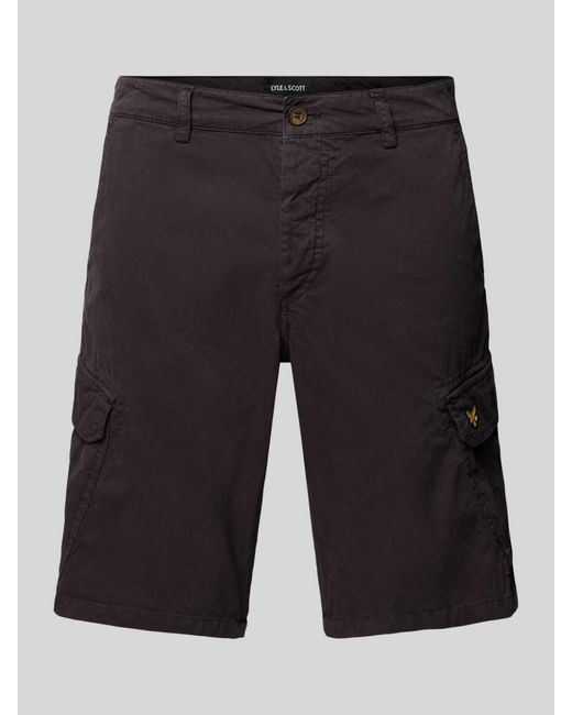 Lyle & Scott Regular Fit Korte Cargobroek Met Logostitching, Model 'Wembley' in het Black voor heren