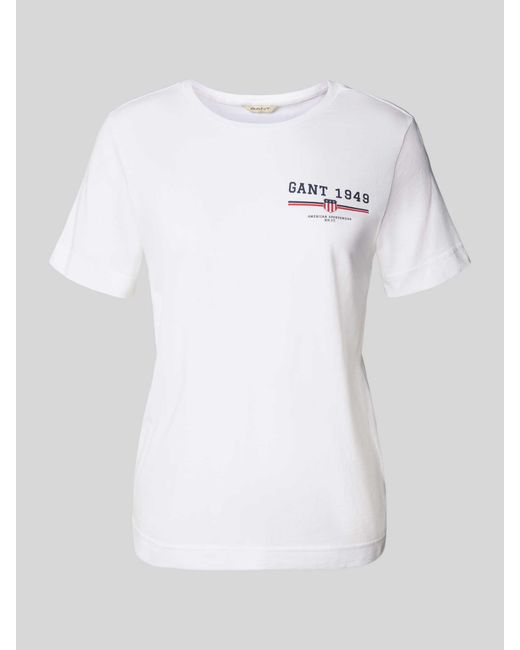 Gant Regular Fit T-Shirt Van Puur Katoen Met Logoprint in het White