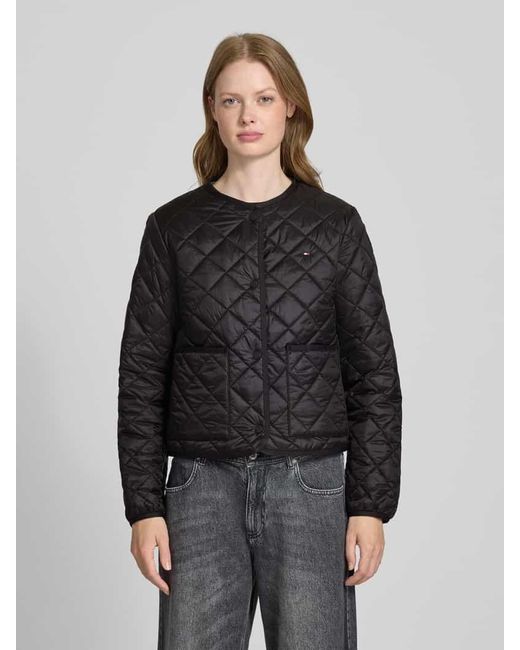 Tommy Hilfiger Black Regular Fit Steppjacke mit aufgesetzten Eingrifftaschen