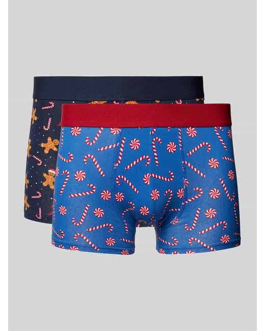 Christian Berg Men Trunks mit elastischem Bund im 2er-Pack in Blue für Herren