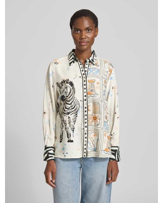 Emily Van Den Bergh White Regular Fit Bluse mit Manschetten