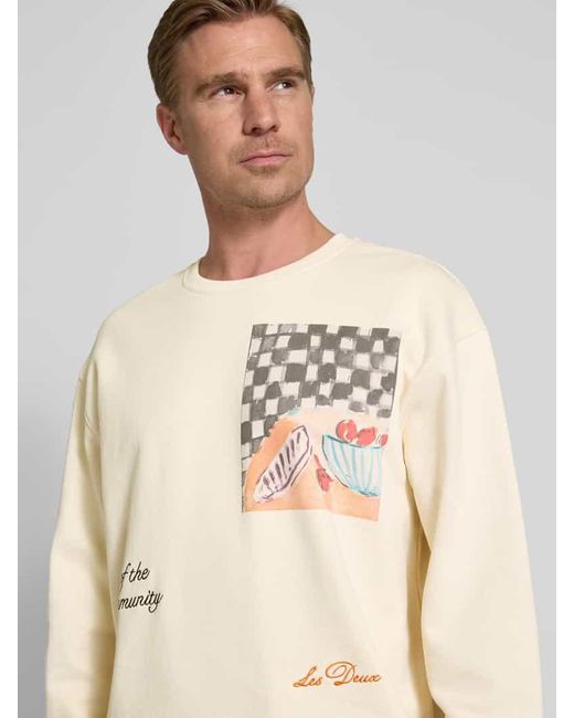 Les Deux Sweatshirt mit Motiv-Print Modell 'Cena' in Natural für Herren