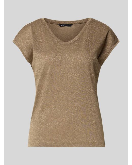 ONLY Regular Fit T-Shirt Met Viscose, Model 'Silvery' in het Natural