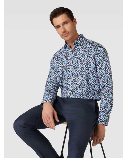 Jake*s Slim Fit Zakelijk Overhemd Met All-over Print in het Blue voor heren