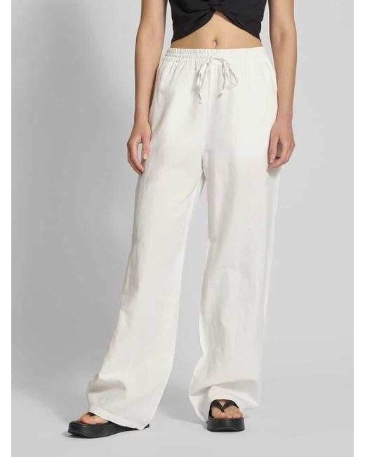 Marc O' Polo White Wide Leg Leinenhose mit elastischem Bund