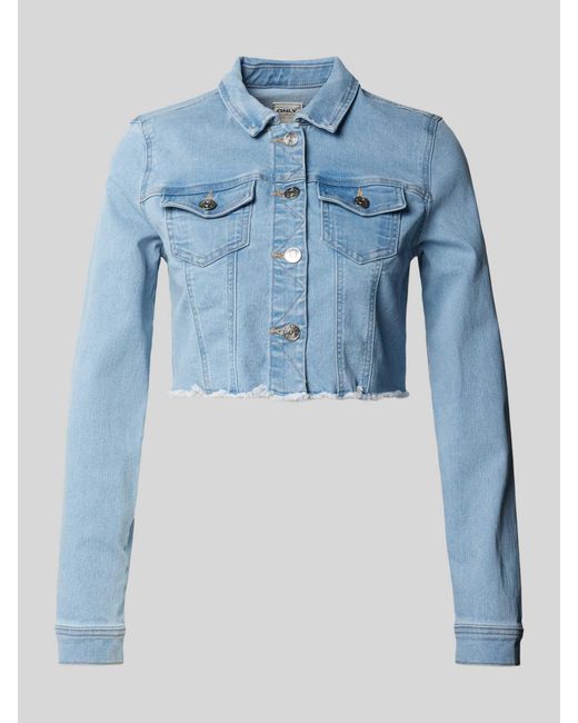 ONLY Blue Cropped Jeansjacke mit Brusttaschen Modell 'WONDER'