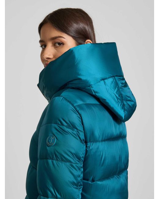 Save The Duck Gewatteerde Lange Jas Met Opstaande Kraag, Model 'Lysa' in het Blue