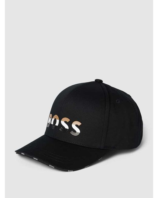 Boss Cap mit Label-Print Modell 'Siras' in Black für Herren