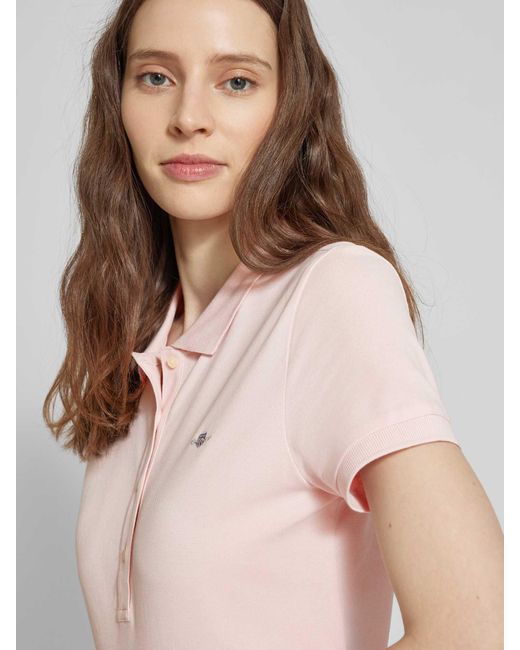 Gant Slim Fit Poloshirt Met Labelstitching in het Pink