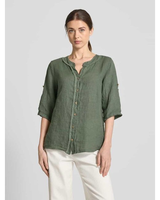 ZABAIONE Green Regular Fit Leinenbluse Mit 3/4-Arm