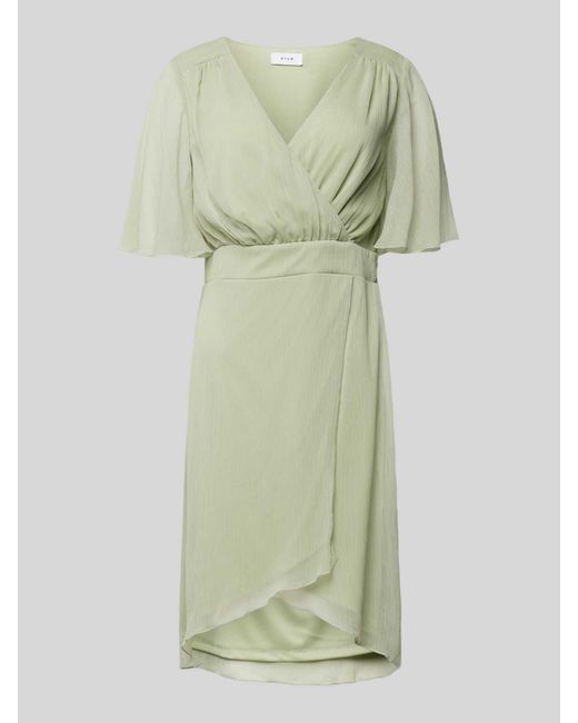 Vila Green Knielanges Kleid mit V-Ausschnitt Modell 'RILLA'
