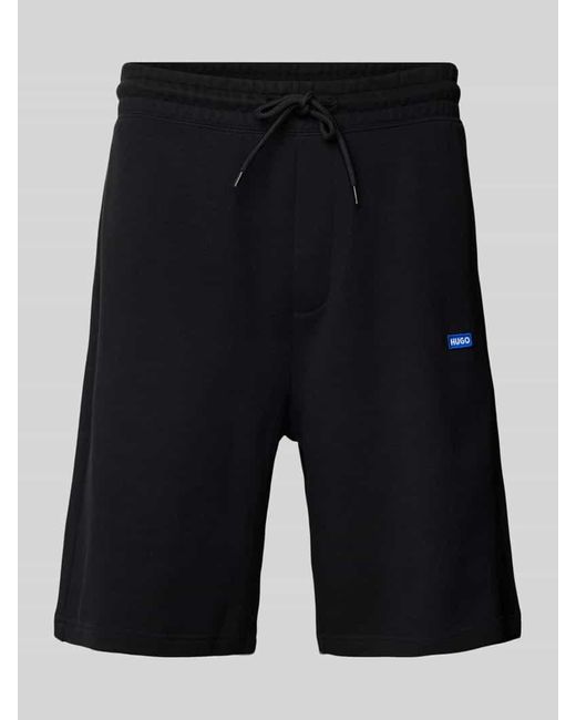 HUGO Regular Fit Sweatshorts Mit Label-Badge Modell 'Nasensio' in Black für Herren