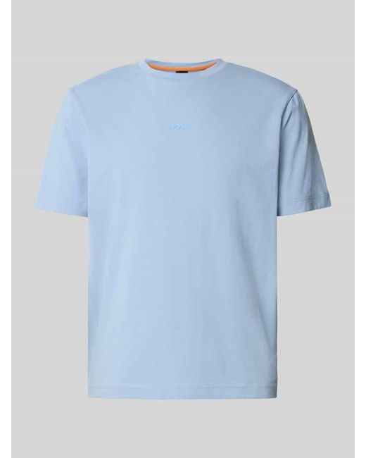 Boss Relaxed Fit T-Shirt aus Baumwoll-Mix Modell 'TCHUP' in Blue für Herren