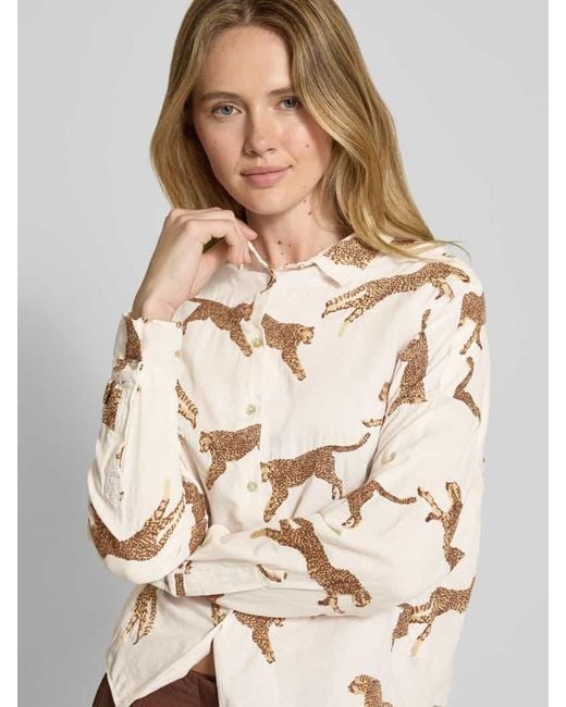 0039 Italy Natural Bluse Mit Kentkragen Modell 'Lucy'