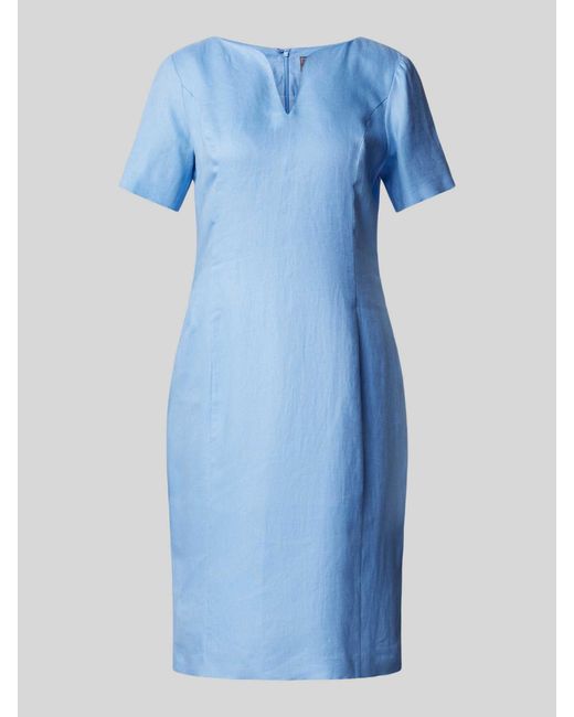 White Label Blue Knielanges Kleid mit V-Ausschnitt