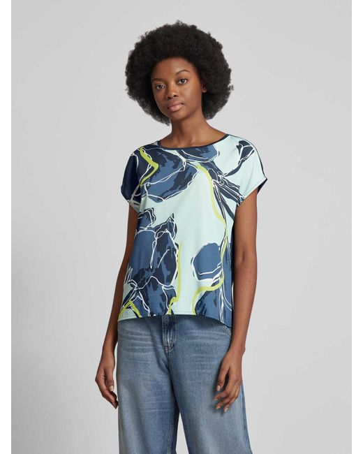 Opus Blue T-Shirt aus Viskose mit Allover-Muster Modell 'Stini'