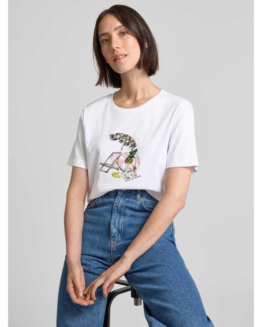 Marc Cain T-Shirt Met Motiefprint in het White