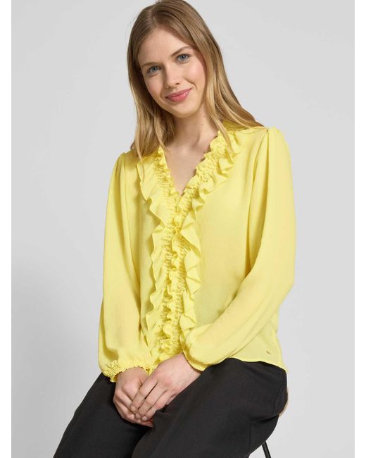 Marc Cain Regular Fit Blouse Met Ruches in het Yellow