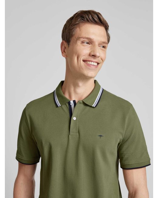 Fynch-Hatton Regular Fit Poloshirt mit Kontraststreifen in Green für Herren