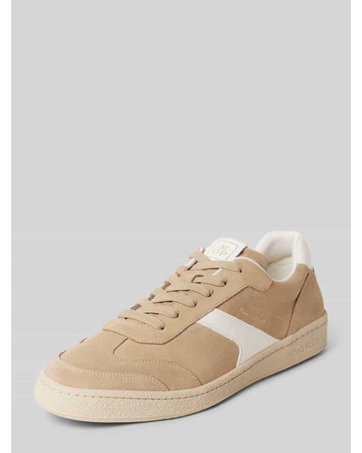 Marc O' Polo Low Top Sneaker aus edlem Velours-Rindsleder mit Glattleder-Details in Natural für Herren