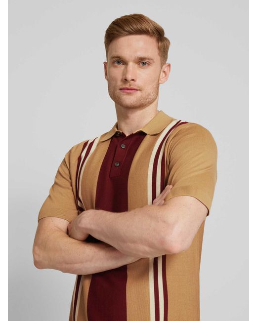 SELECTED Regular Fit Poloshirt Met Korte Knoopsluiting in het Natural voor heren