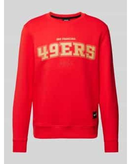 Boss Sweatshirt Met Labelpatch, Model 'Nfl' in het Red voor heren