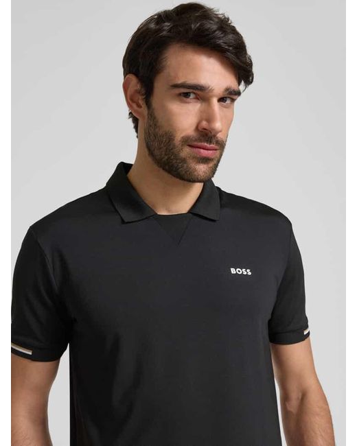 Boss Regular Fit Poloshirt mit Label-Print Modell 'Palle' in Black für Herren