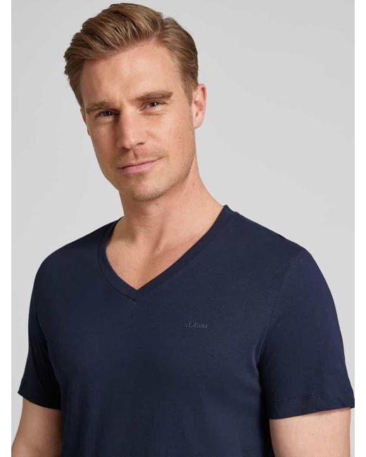 S.oliver T-Shirt mit Label-Print in Blue für Herren