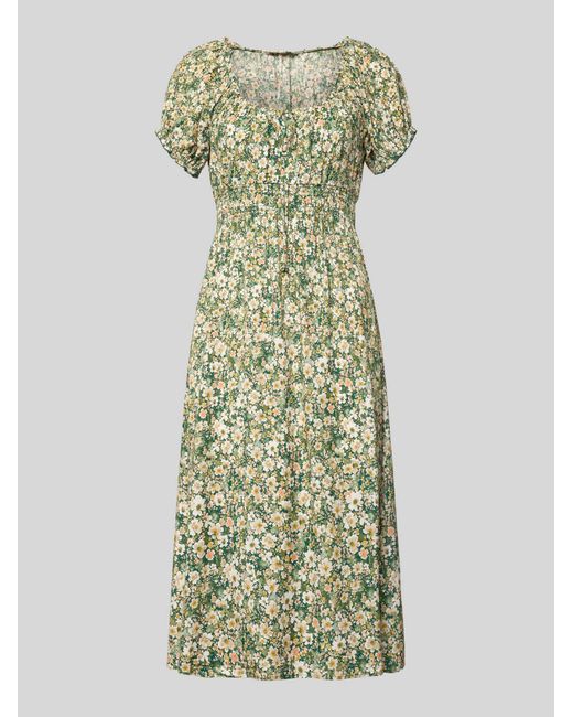Apricot Midi-Jurk Van Viscose Met Mouwen Met Ruches in het Green