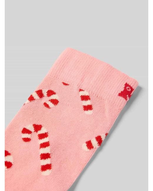 Happy Socks Pink Regular Fit Socken mit Motiv-Stitching Modell 'Candy'