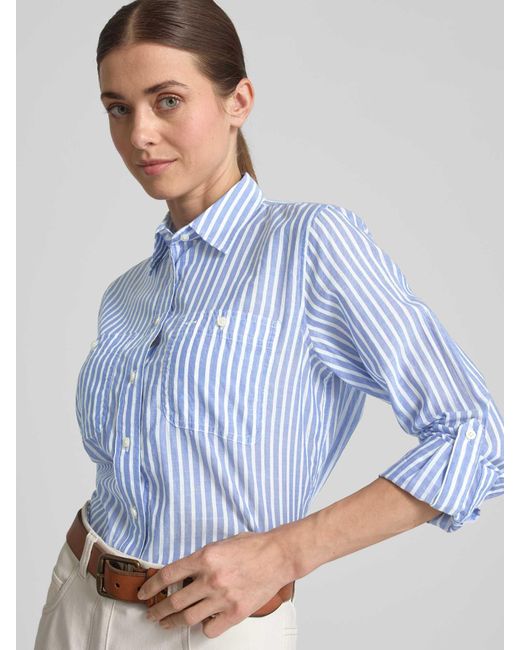 Ralph Lauren Regular Fit Overhemdblouse Met Borstzakken in het Blue
