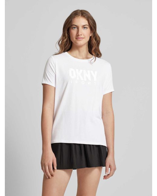 DKNY White T-Shirt mit Label-Print