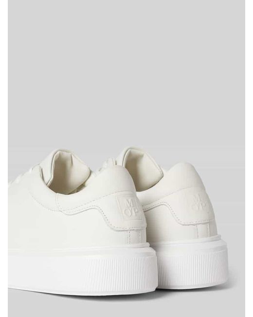 Marc O' Polo White Sneaker aus Leder in unifarbenem Design