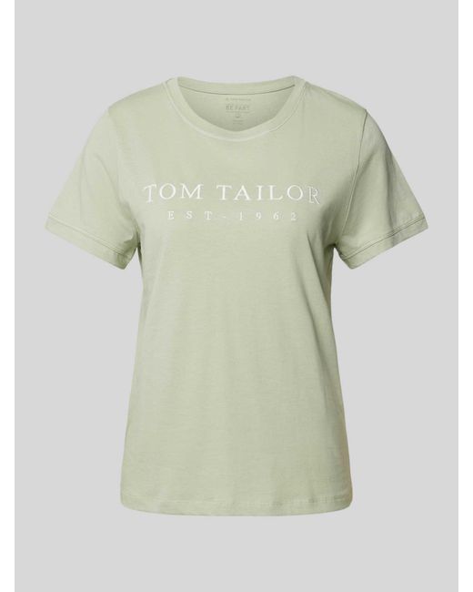 Tom Tailor T-shirt Met Labelstitching in het Green