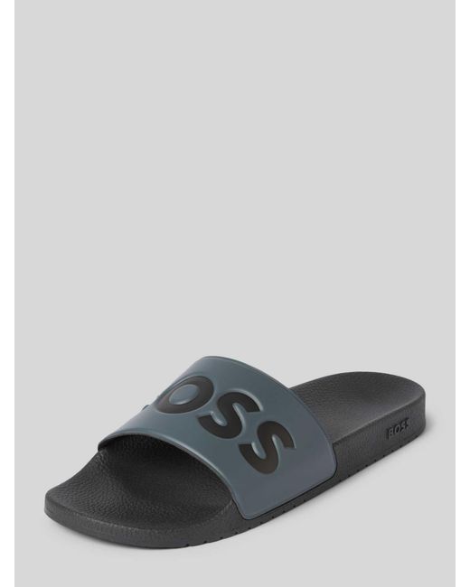 Boss Slippers Met Logodetails in het Gray voor heren