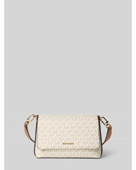 MICHAEL Michael Kors Natural Shoulder Bag mit Allover-Logo-Print Modell 'Nessa'