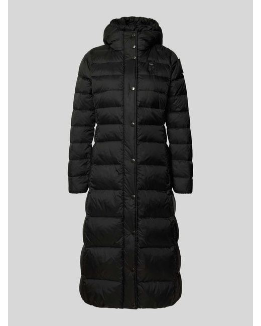 Blauer Usa Gewatteerde Lange Jas Met Capuchon, Model 'Anita' in het Black