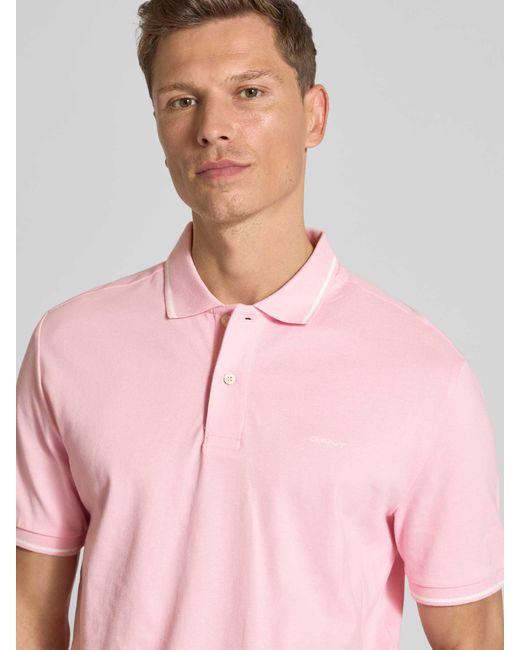 Gant Poloshirt Met Labelstitching in het Pink voor heren
