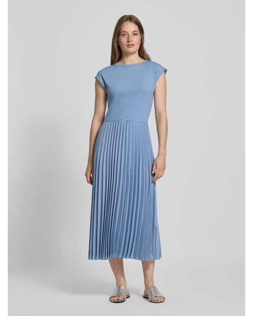 Tommy Hilfiger Blue Fit-and-Flare-Midikleid mit plissiertem Rock